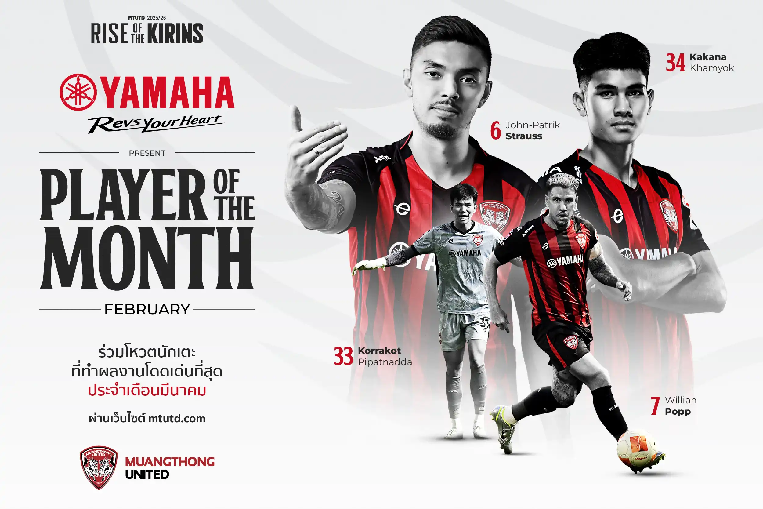 Muangthong United Player of the Month – March 2026